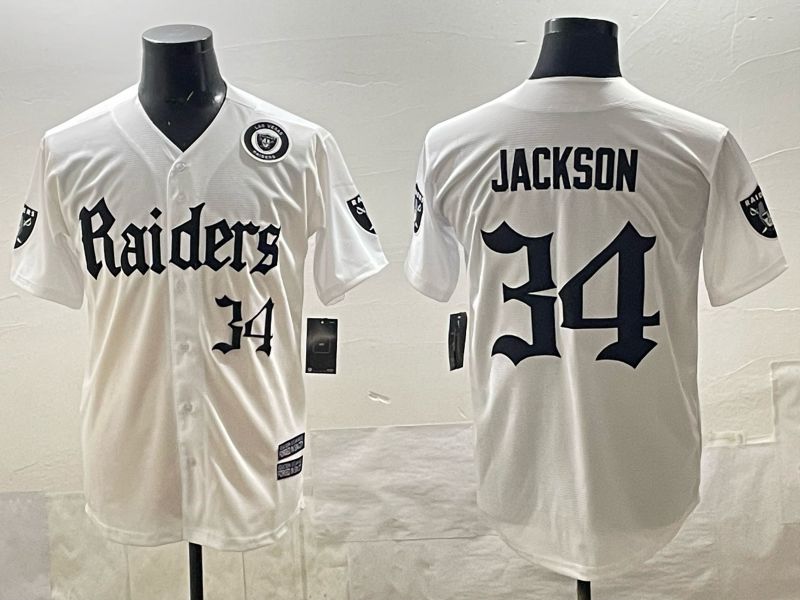 Men 2025 Oakland Raiders #34 Jackson white 6th generation Joint Name Nike Limited NFL Jersey style 06